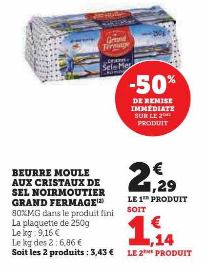 beurre moule aux cristaux de sel noirmoutier grand fermage