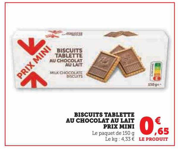 biscuits tablette au chocolat au lait prix mini