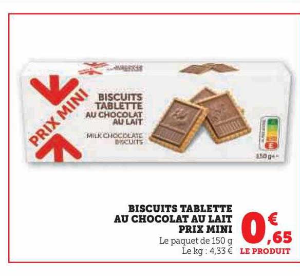 biscuits tablette au chocolat au lait prix mini