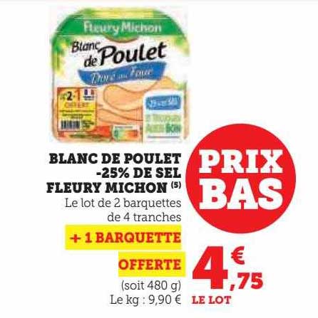 blanc de poulet -25% de sel fleury michon