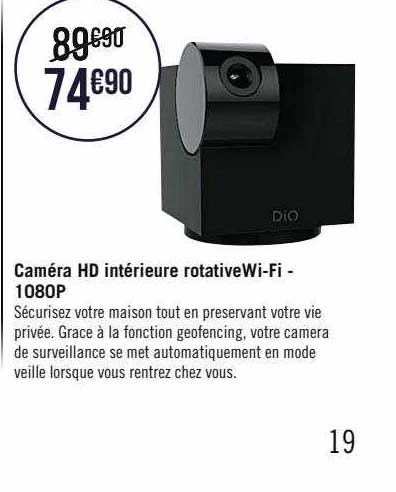 caméra hd intérieure rotative wifi - 1080p dio