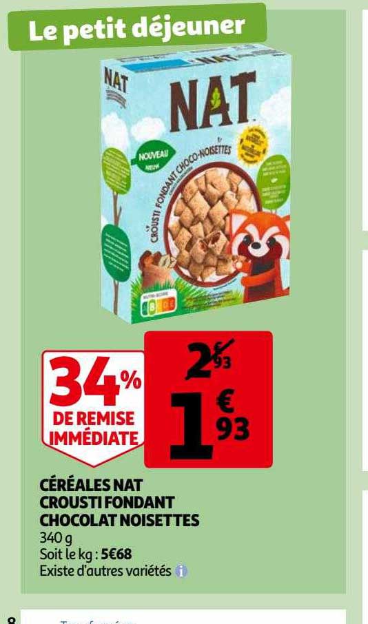 céréales nat crousti fondant chocolat noisettes
