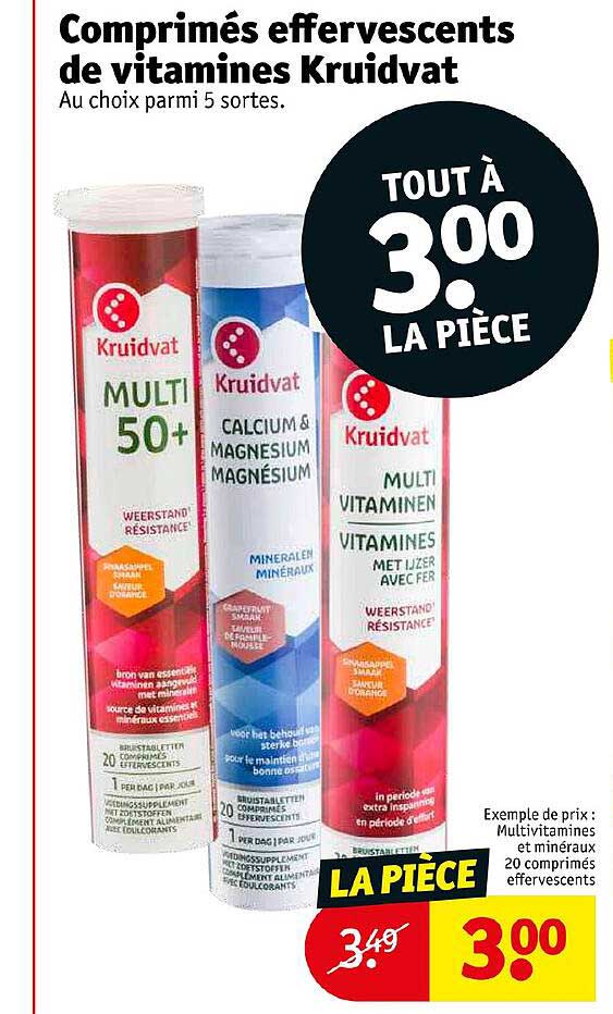 comprimés effervescents de vitamines kruidvat