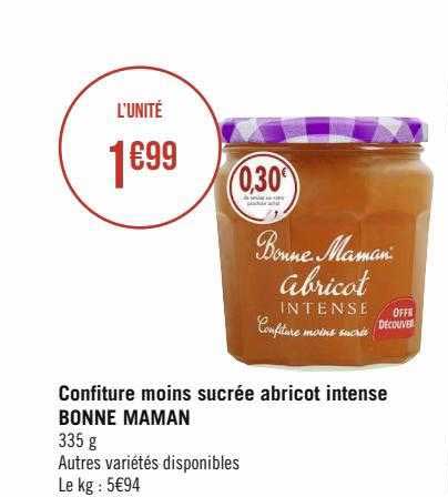 confiture moins sucrée abricot intense bonne maman