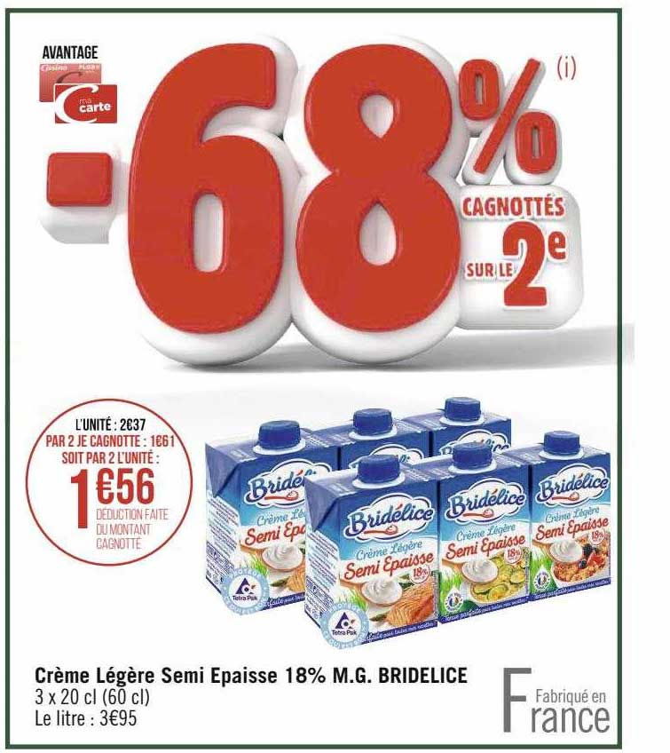 crème légère semi épaisse 18% m.g. bridélice
