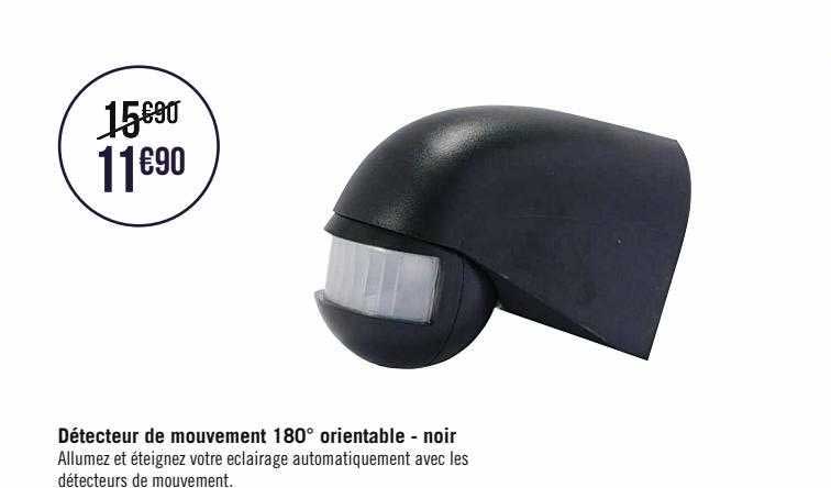 Détecteur De Mouvement 180° Orientable - Noir
