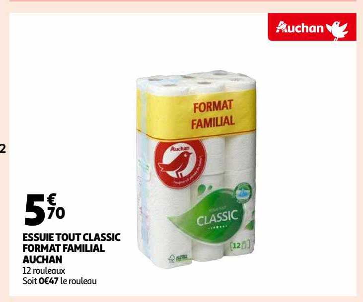 essuie tout classic format familial auchan