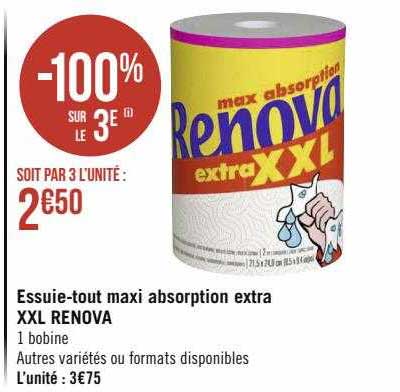 essuie-tout maxi absorption extra xxl renova