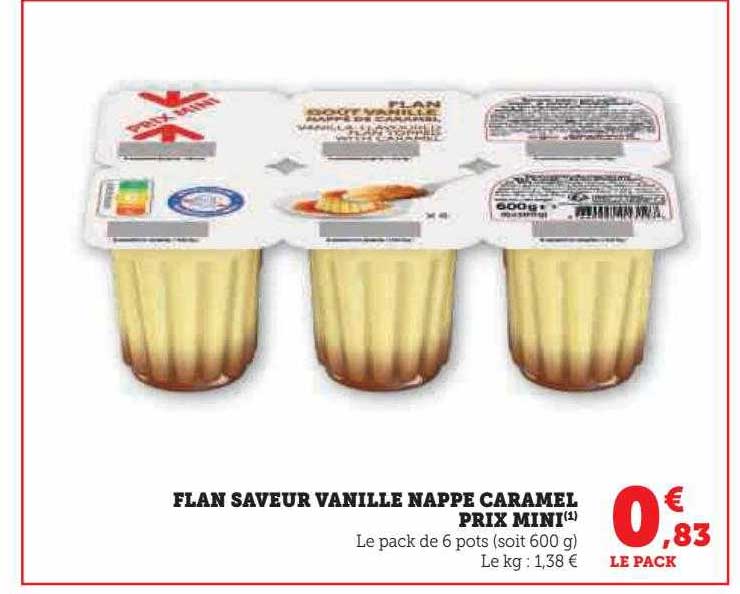 flan saveur vanille nappe caramel prix mini