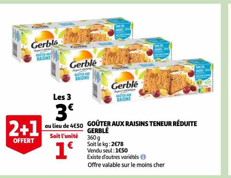 goûter aux raisins teneur réduite gerblé