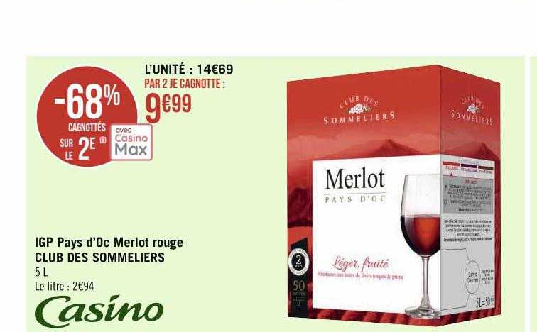 Igp Pays D'oc Merlot Rouge Club Des Sommeliers