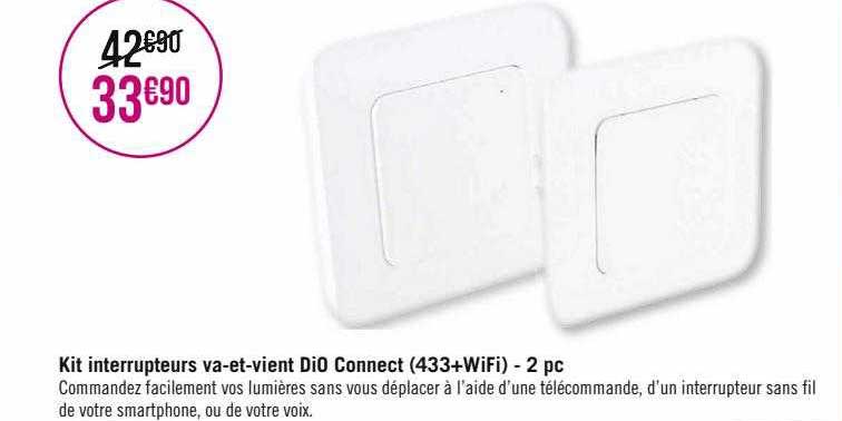kit interrupteurs va-et-vient dio connect (433+wifi) - 2 pc