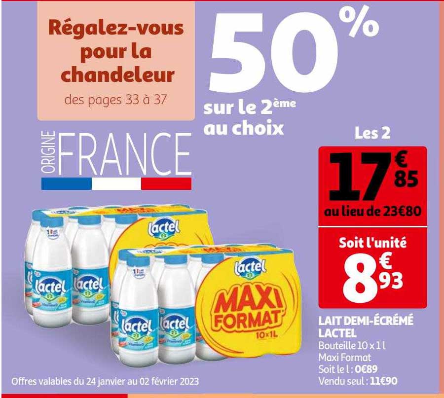 lait demi-écrémé lactel