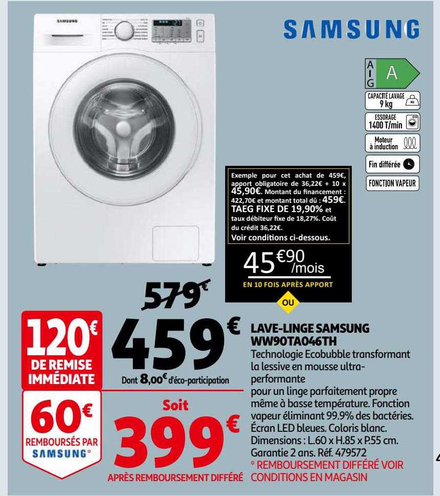 lave-linge samsung ww90ta146th