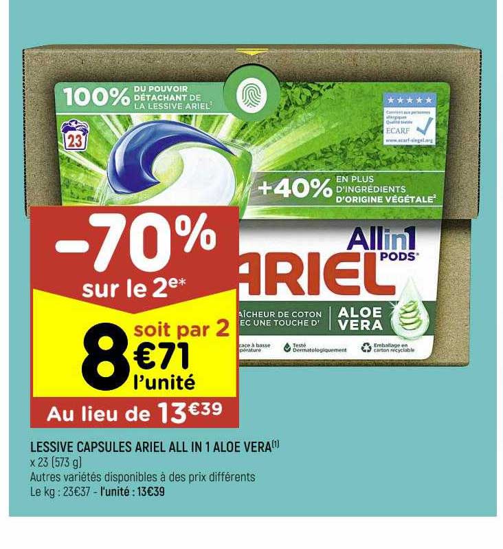 lessive capsules ariel all in 1 aloe vera