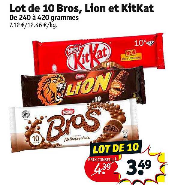 Lot De 10 Bros, Lion Et Kit Kat