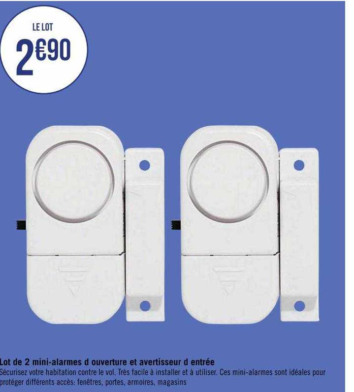 lot de 2 mini-alarmes d'ouverture et avertisseur d'entrée