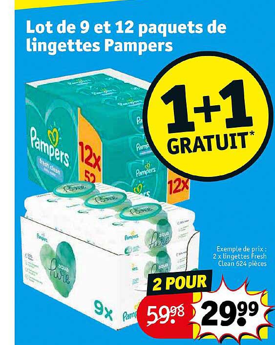 lot de 9 et 12 paquets de lingettes pampers