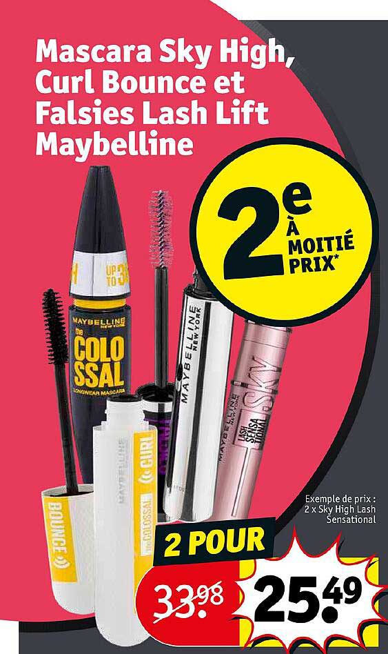 mascara sky high, curl bounce et falsies lash lift maybelline