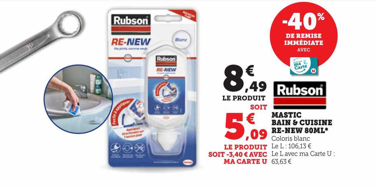 mastic bain & cuisine re-new 800ml rubson