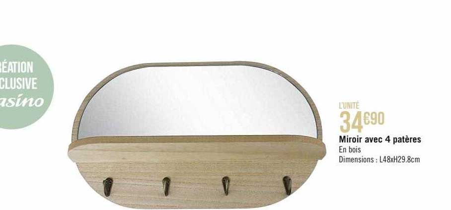 Miroir Avec 4 Patères