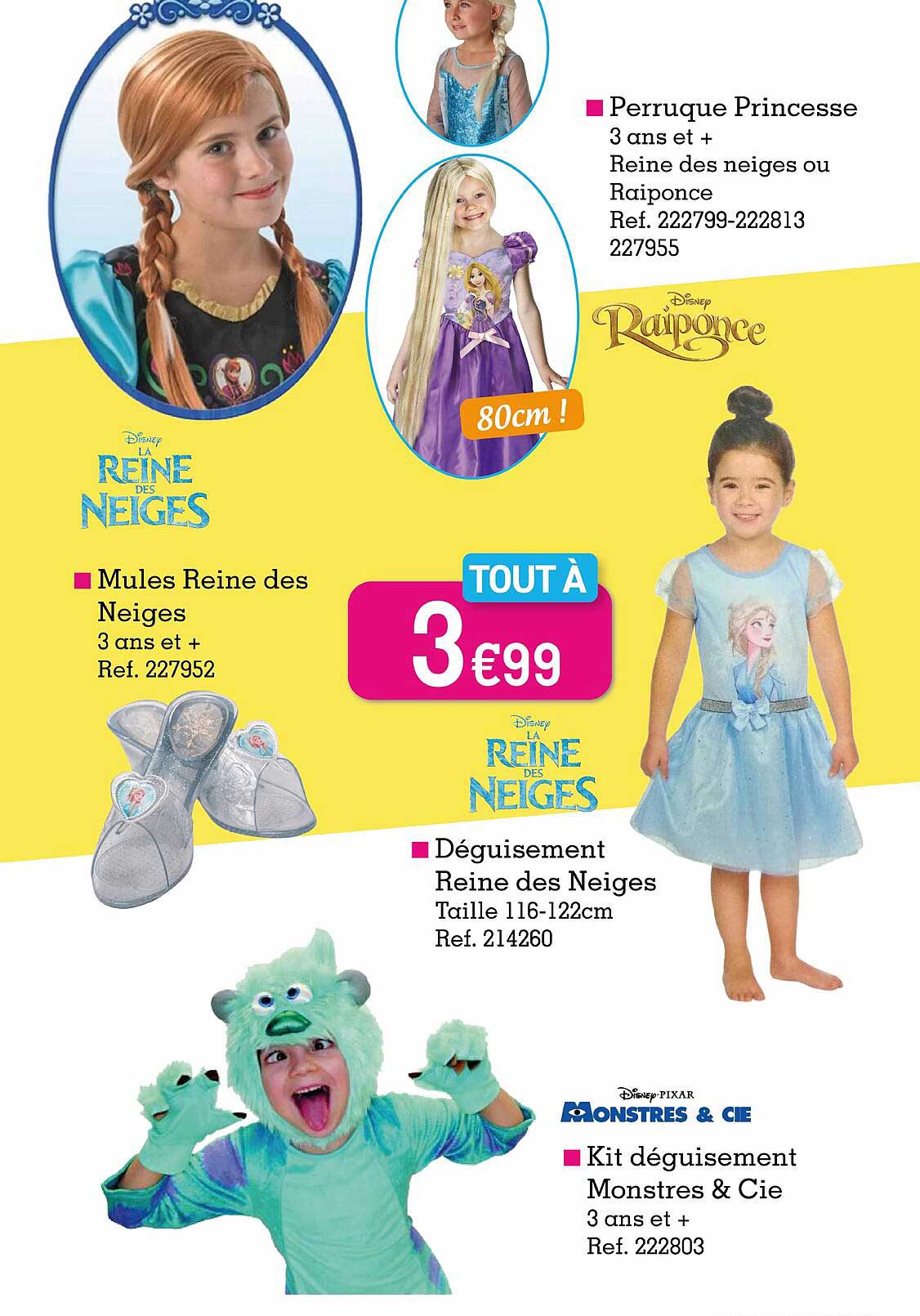 mules reine des neiges, déguisement reine des neiges, kit déguisement monstres & cie, perruque princesse reine des neiges ou raiponce