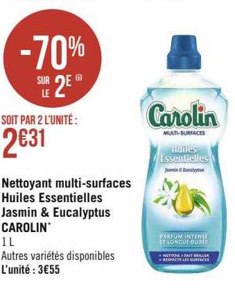 nettoyant multi-surfaces huiles essentielles jasmin & eucalyptus carolin