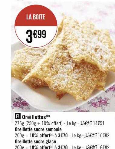 oreillettes, oreillette sucre semoule, oreillette sucre glace