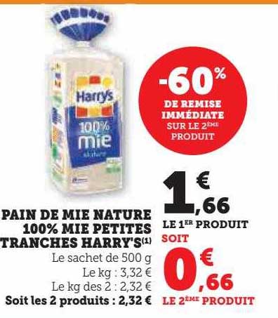 pain de mie nature 100% mie petites tranches harry's