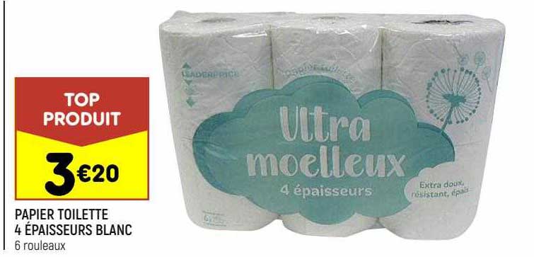 papier toilette 4 épaisseurs blanc