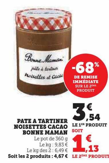 pâte à tartiner noisettes cacao bonne maman