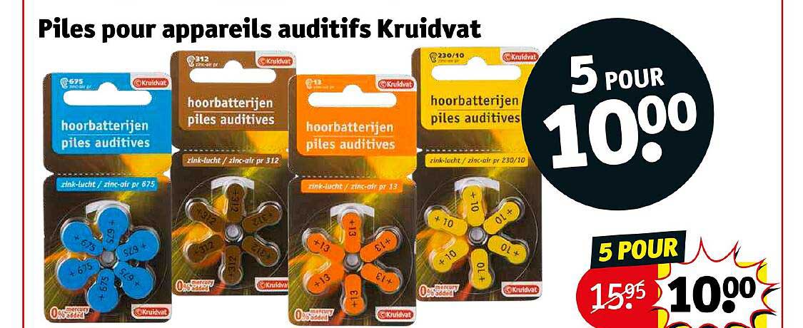 piles pour appareils auditifs kruidvat