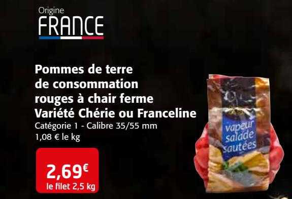 pommes de terre de consommation rouges à chair ferme variété chérie ou franceline