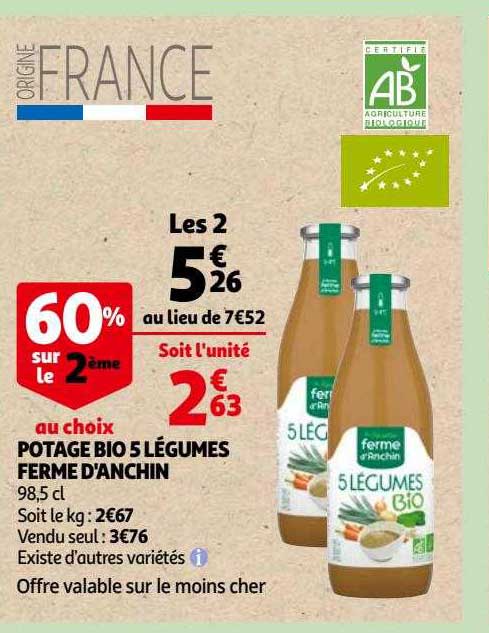 potage bio 5 légumes ferme d'anchin