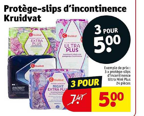 protège-slips d'incontinence kruidvat