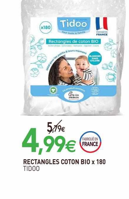 rectangles coton bio x 180 tidoo