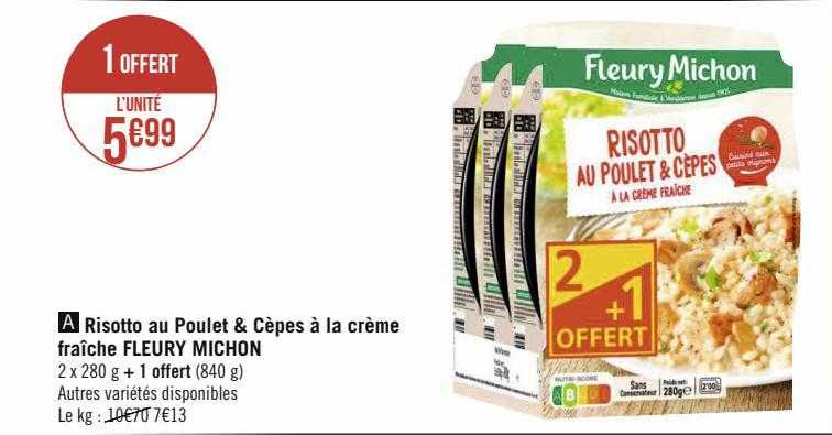 risotto au poulet & cèpes à la crème fraîche fleury michon