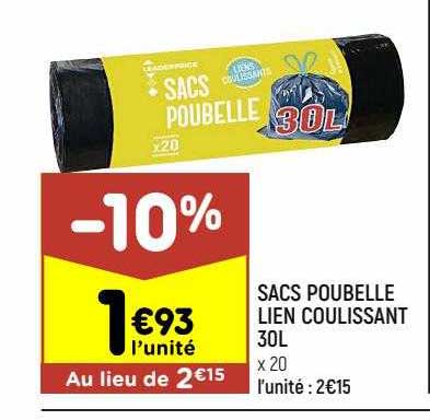 sacs poubelle lien coulissant 30l