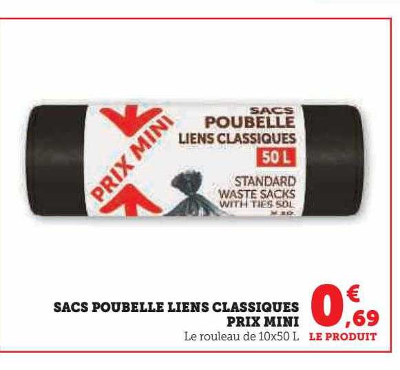 sacs poubelle liens classiques prix mini
