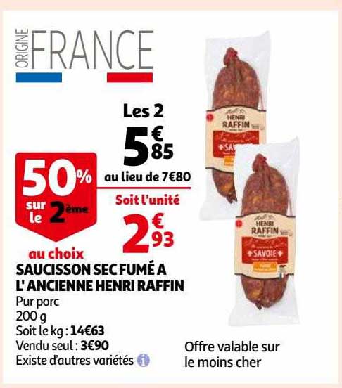 saucisson sec fumé à l'ancienne henri raffin