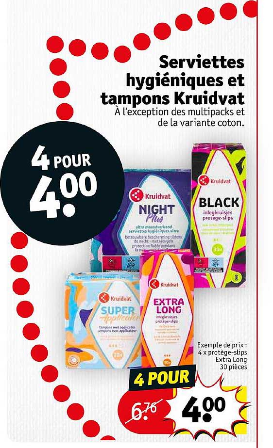 serviettes hygiéniques et tampons kruidvat