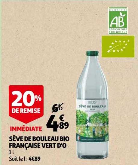 sève de bouleau bio française vert d'o