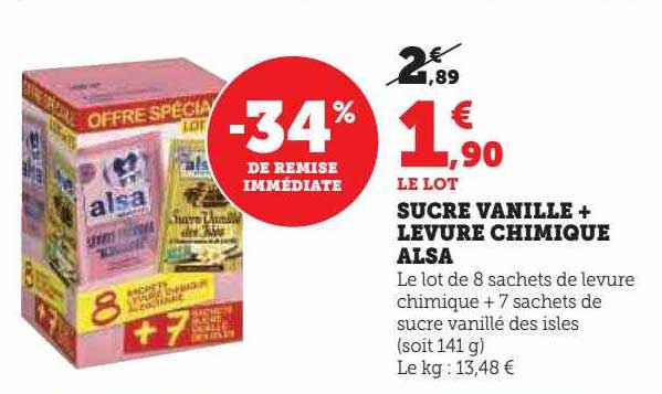 sucre vanille + levure chimique alsa
