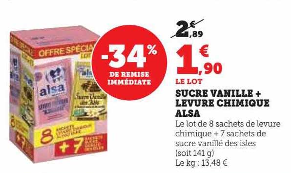 sucre vanille + levure chimique alsa