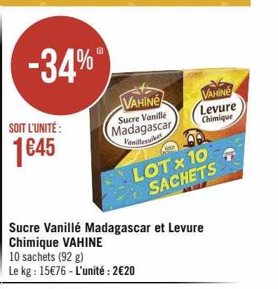 sucre vanillé madagascar et levure chimique vahiné
