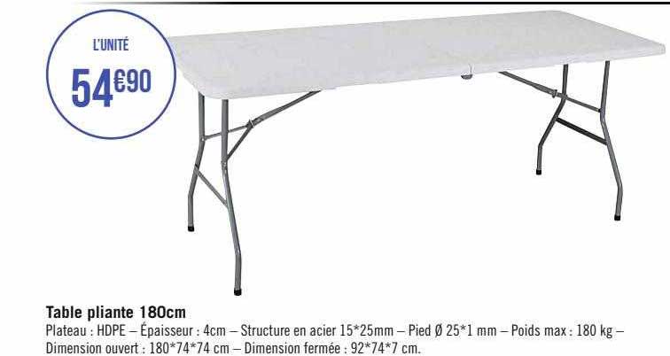Table Pliante 180 Cm