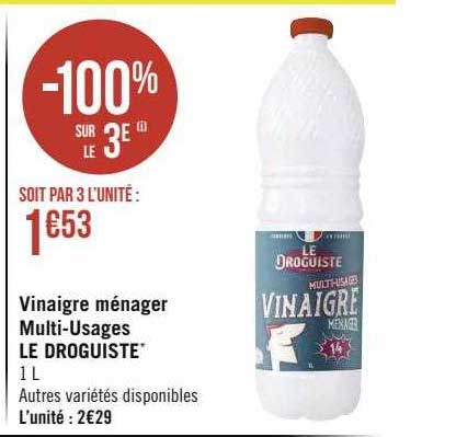 vinaigre ménager multi-usages le droguiste
