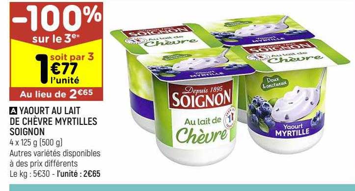Yaourt Au Lait De Chèvre Myrtilles Soignon