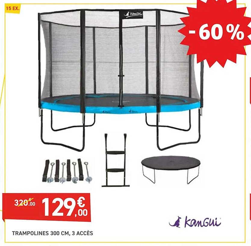 Trampolines 300 Cm, 3 Accès Kangui