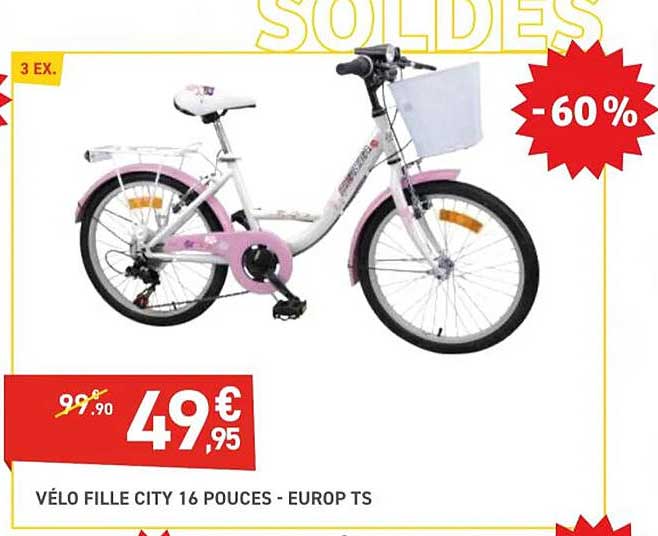 vélo fille city 16 pouces - europ ts